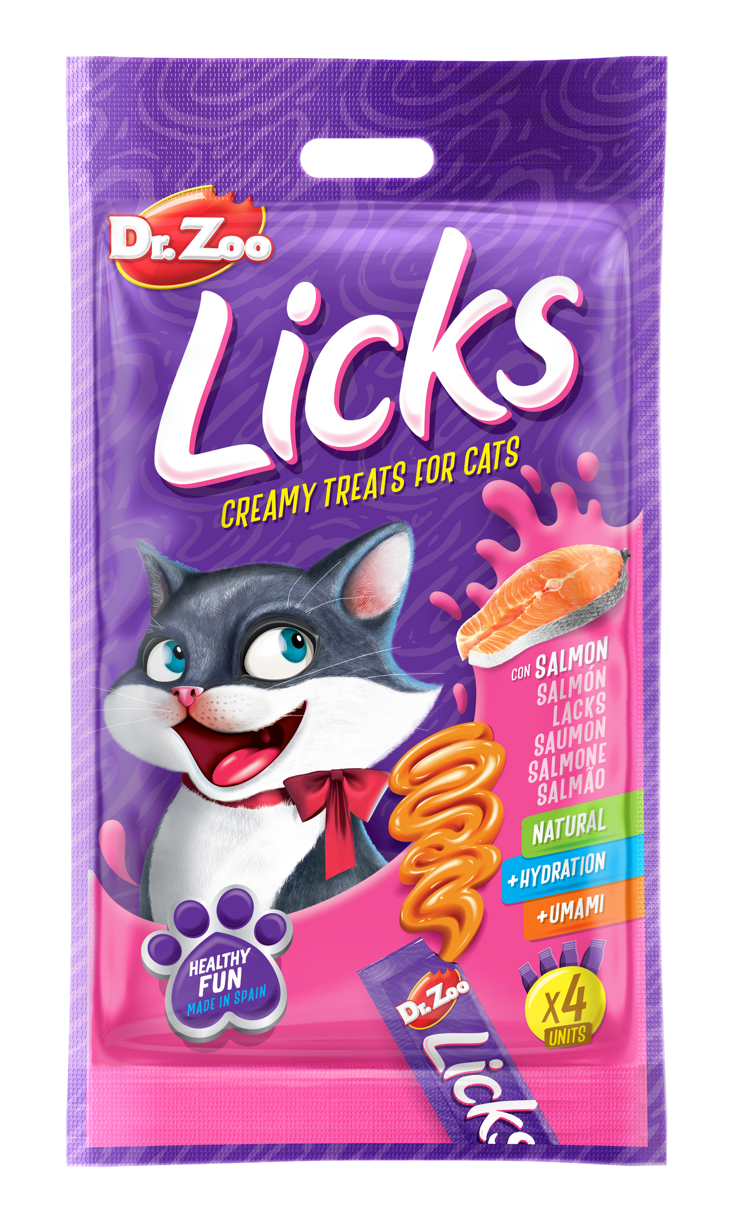 Dr Zoo Licks, recompense pisici, Somon, 4x15 g