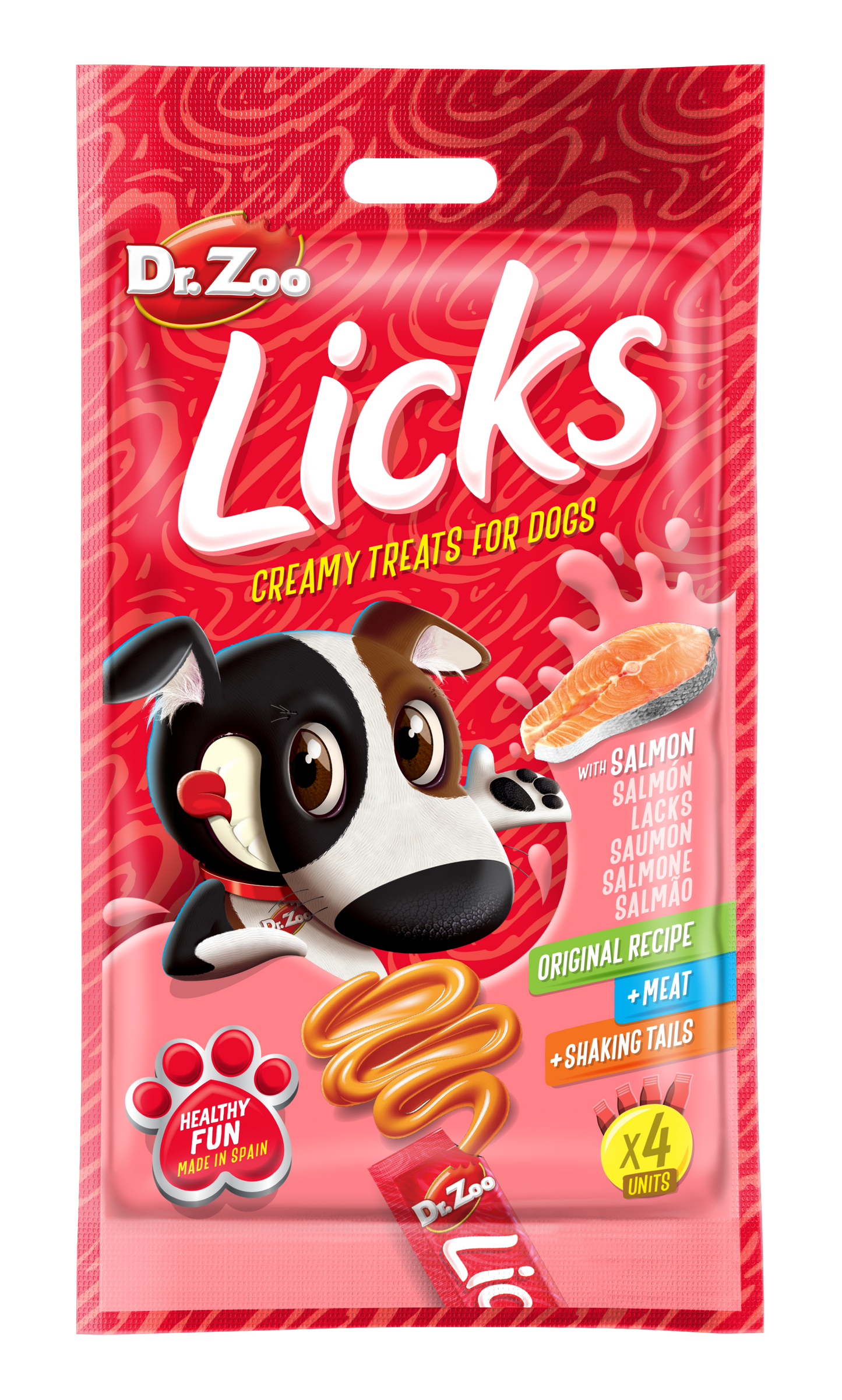 Dr Zoo Licks, recompense caini, Somon, 4x15 g