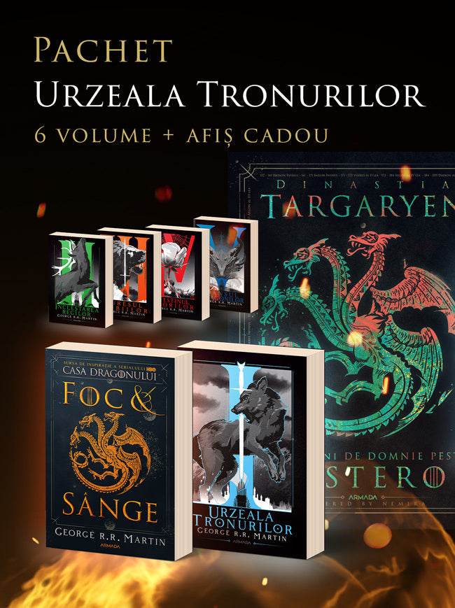 Pachet Urzeala Tronurilor 1-5 + Foc și sânge (cu AFIȘ) - George R.R. Martin - George R.R. Martin