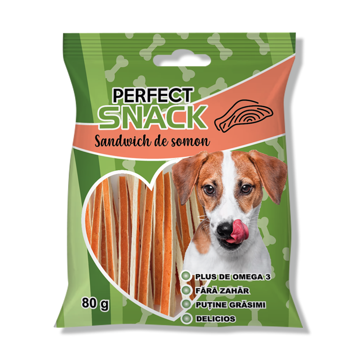 Hrana complementara pentru caini, Perfect Snack, sandwich de somon, 80 g