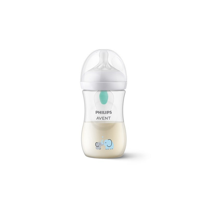 Biberon, Philips Avent, Natural Response, Cu supapa AirFree, 1 luni+, 260 ml, Fara BPA, Anticolici, Elefant
