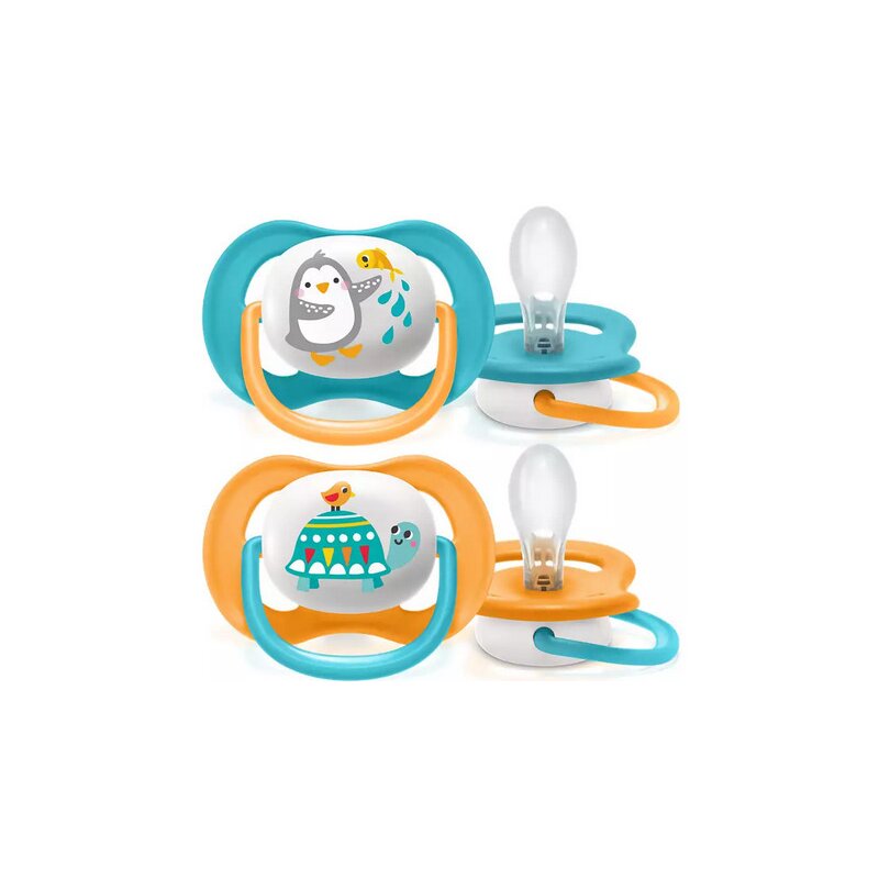Suzete set, Philips Avent, Ultra air, 2 buc, 6-18 luni+, Din silicon, Multicolor