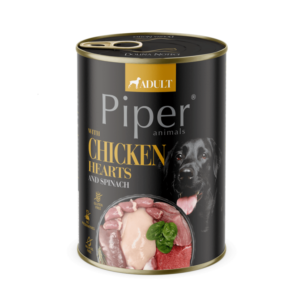 Piper Adult Dog, Inimi de Pui si Spanac, 400 g