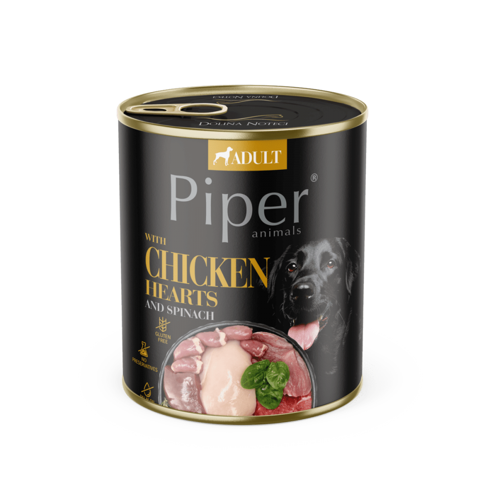Piper Adult Dog, Inimi de Pui si Spanac, 800 g