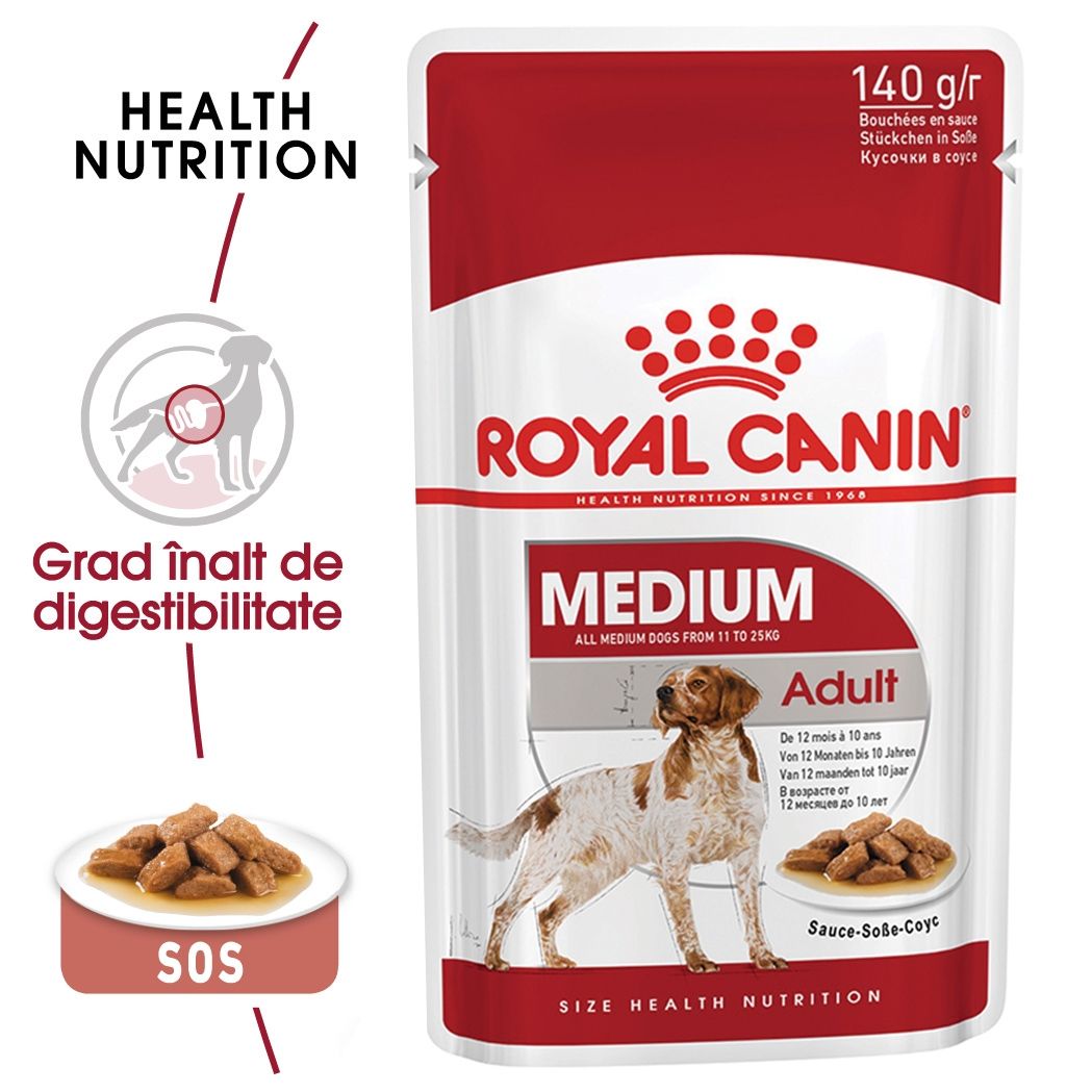 Royal Canin Medium Adult hrana umeda caine (in sos), 140 g