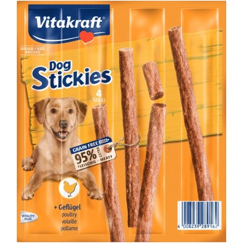 Recompense Caini Vitakraft Dog Stickies Pasare, 4 x 44 g