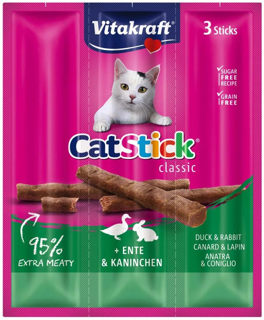 Recompense Pisici Vitakraft CatStick Iepure si Rata, 3 x 18 g