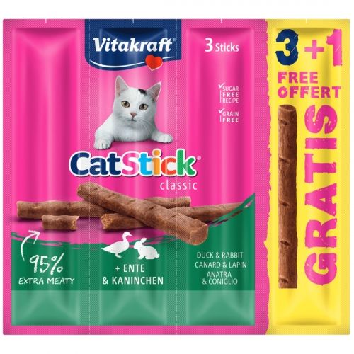 Recompense Pisici Vitakraft CatStick Iepure si Rata, 3+1 PROMO, 72 g