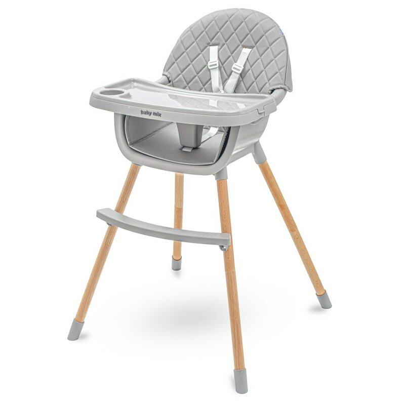 Scaun de masa, Baby Mix, Freja, Multifunctional, Pana la 15 kg, Cu tavita dubla reglabila, Cu suport pentru picioare, Usor de transportat, Conform cu EN 14988+A1:2020-07, 6-36 luni, Dark Grey