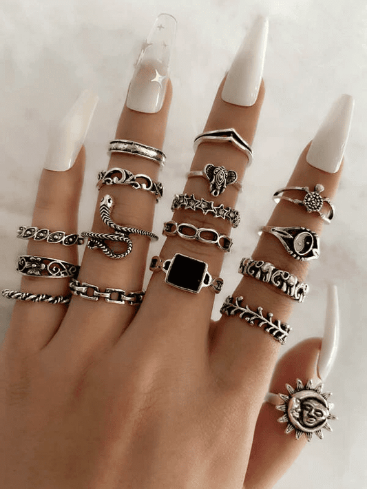 Set 17 Inele Argintii Pentru Poze- Jz080Gy - Jz080Gy