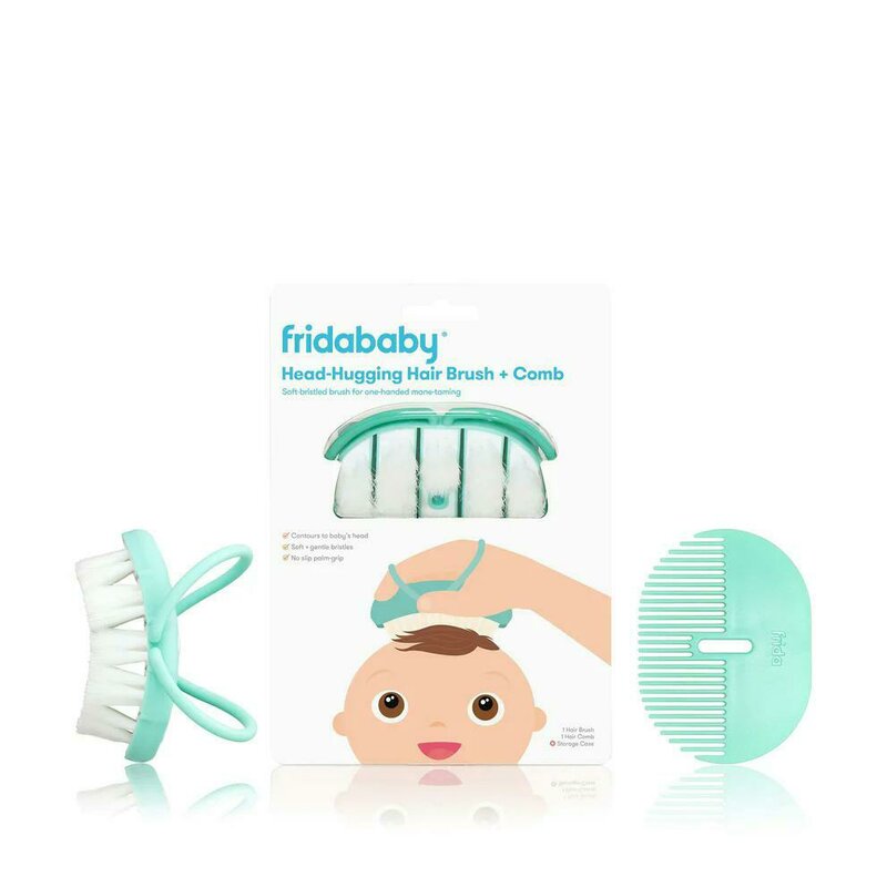 Set de igiena, Fridababy, Include perie si piaptan, Design flexibil, Include husa depozitare, 0 luni+, Green
