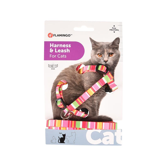 Set Ham & Lesa pentru Pisica, Flamingo Amira Pink, 20-35 cm x 10 mm