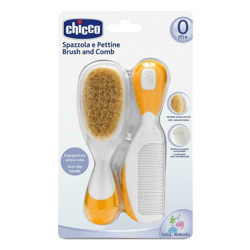Set pieptan si perie, Chicco, Par natural, Orange