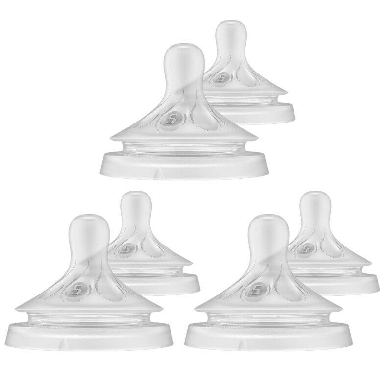 Set tetine, Philips Avent, Natural Response, 6 buc, Cu debit 5 (rapid), 6 luni+, Transparent