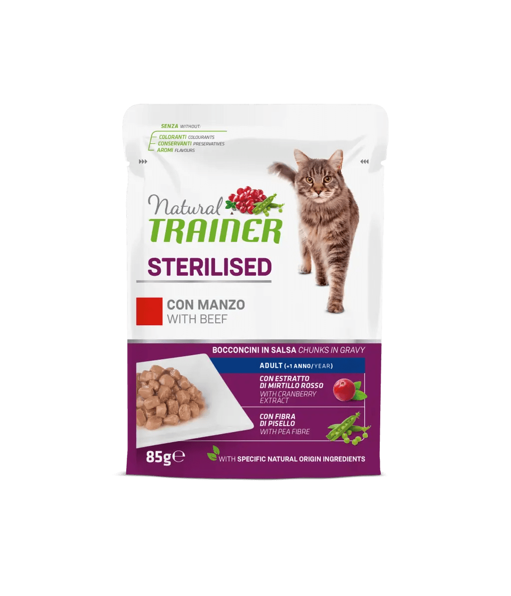 Hrana Umeda Pisici Sterilizate, Natural Trainer, Vita in Sos, 85 g