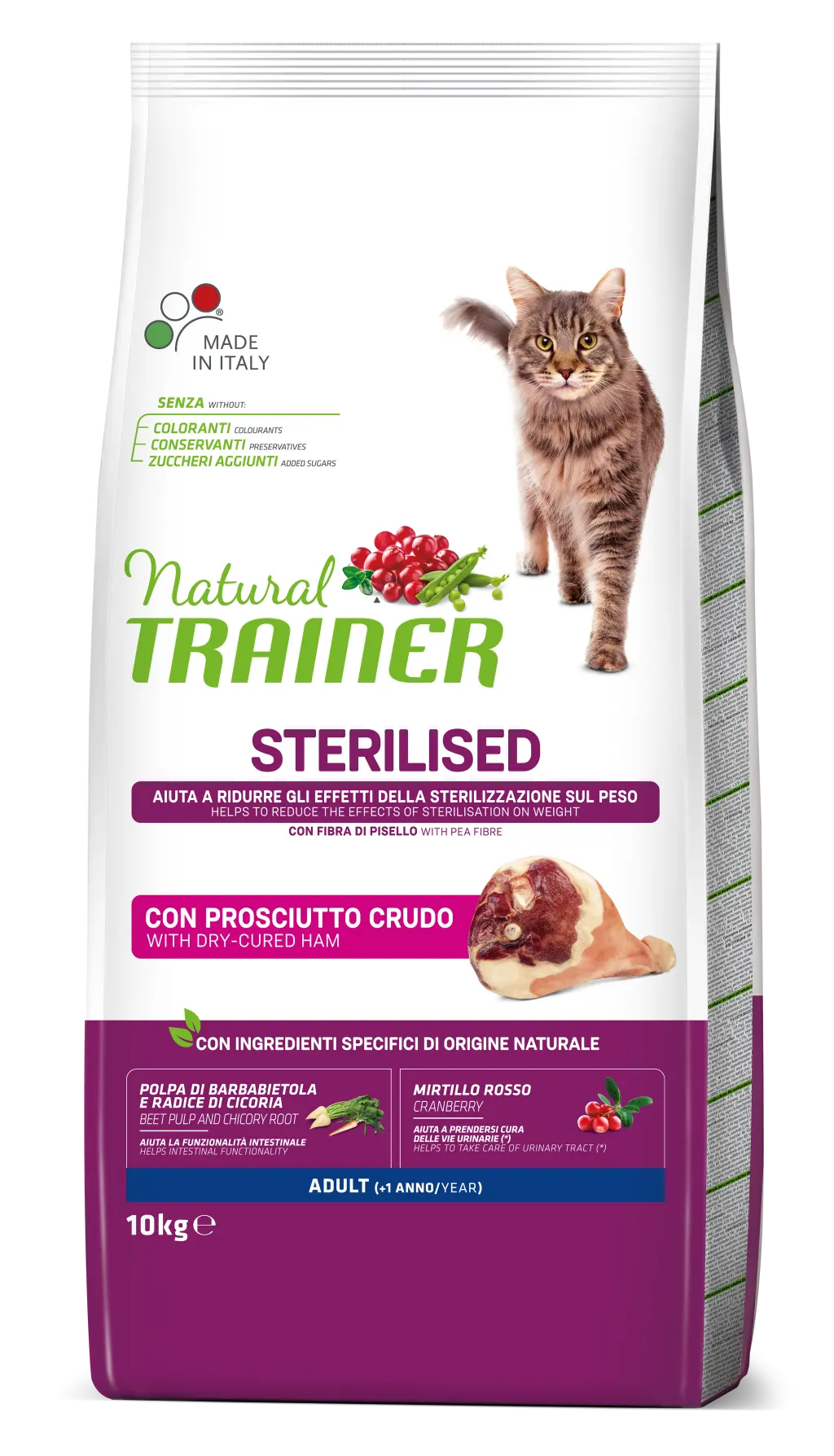 Hrana Uscata Pisici Sterilizate, Natural Trainer, Prosciutto Crudo, 10 kg