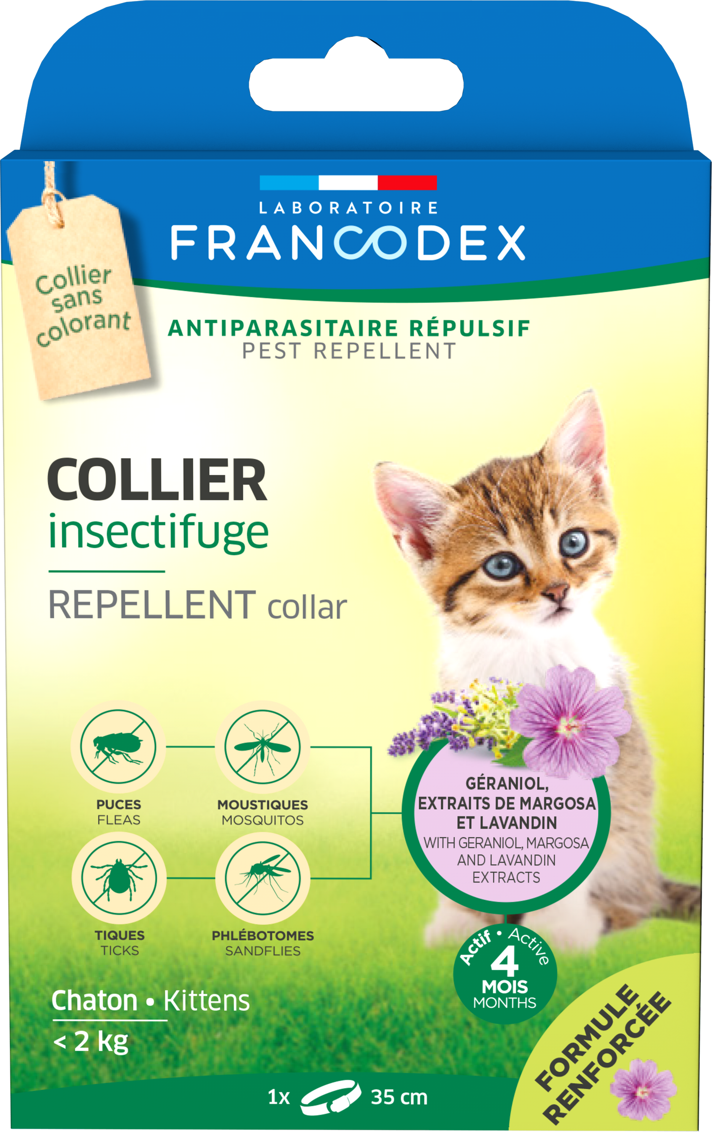 Francodex, Zgarda Antiparazitara Geraniol Kitten, <2 kg