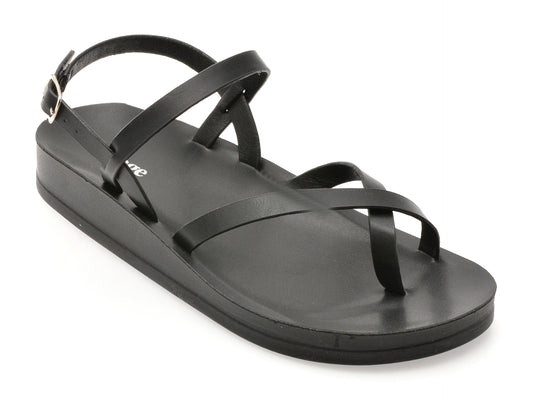 Sandale IMAGE negre, 10728, din piele ecologica