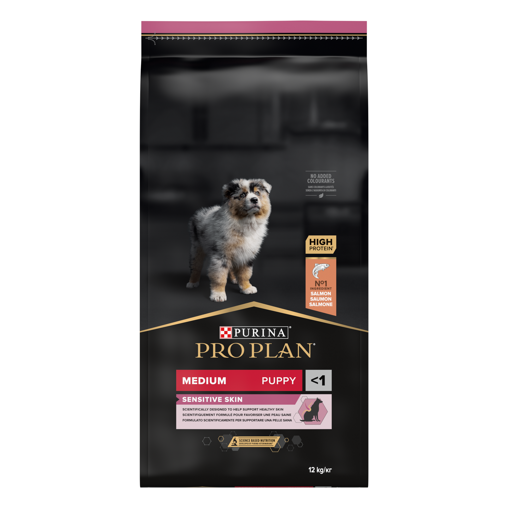 PURINA PRO PLAN PUPPY Sensitive Skin, Talie Medie, Somon, 12 kg