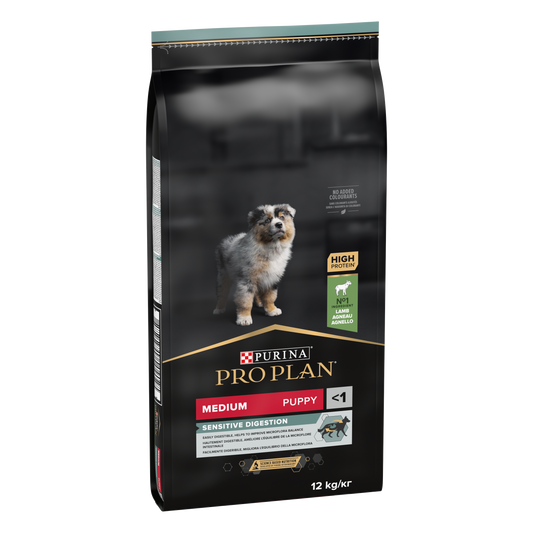 PURINA PRO PLAN PUPPY Sensitive Digestion, Talie Medie, Miel, 12 kg