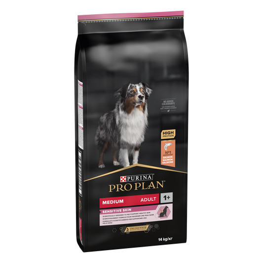 PURINA PRO PLAN ADULT Sensitive Skin, Talie Medie, Somon, 14 kg