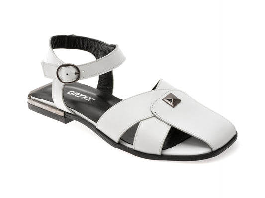 Sandale GRYXX albe, 6400015, din piele naturala