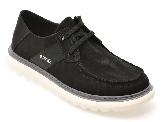Mocasini GRYXX negri, T1119, din material textil