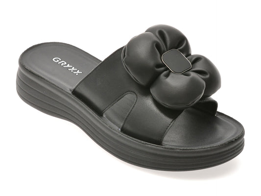 Papuci GRYXX negri, 4696501, din piele naturala