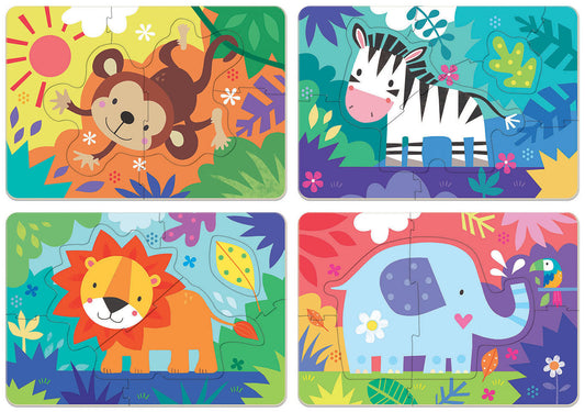 Puzzle progresiv 4in1 - Jungle Animals, 26 piese - Educa