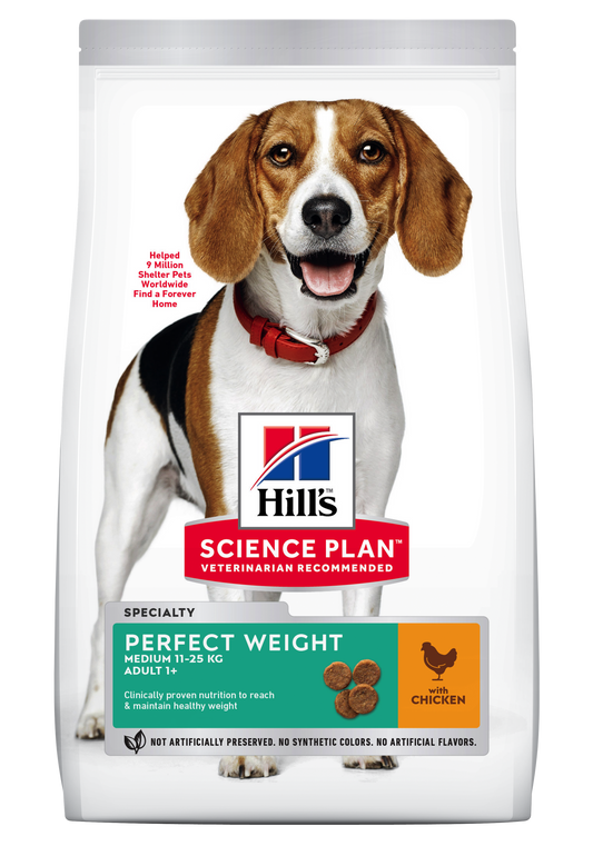 Hill's Science Plan Canine Adult Perfect Weight Medium Chicken, 12 kg