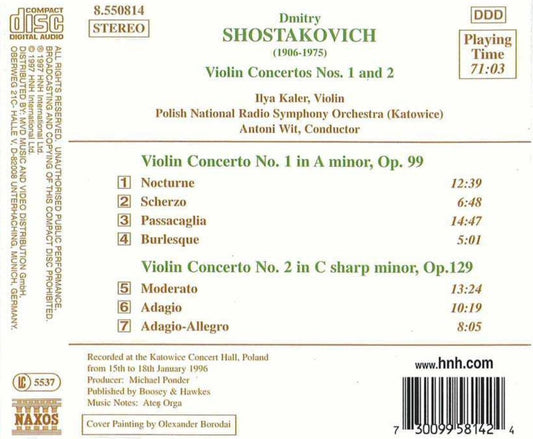 Shostakovich: Violin Concertos Nos. 1 and 2- Dmitri Shostakovich, Ilya Kaler