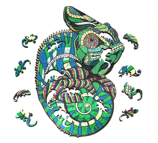 Puzzle din lemn - Chameleon, 111 piese - EWA