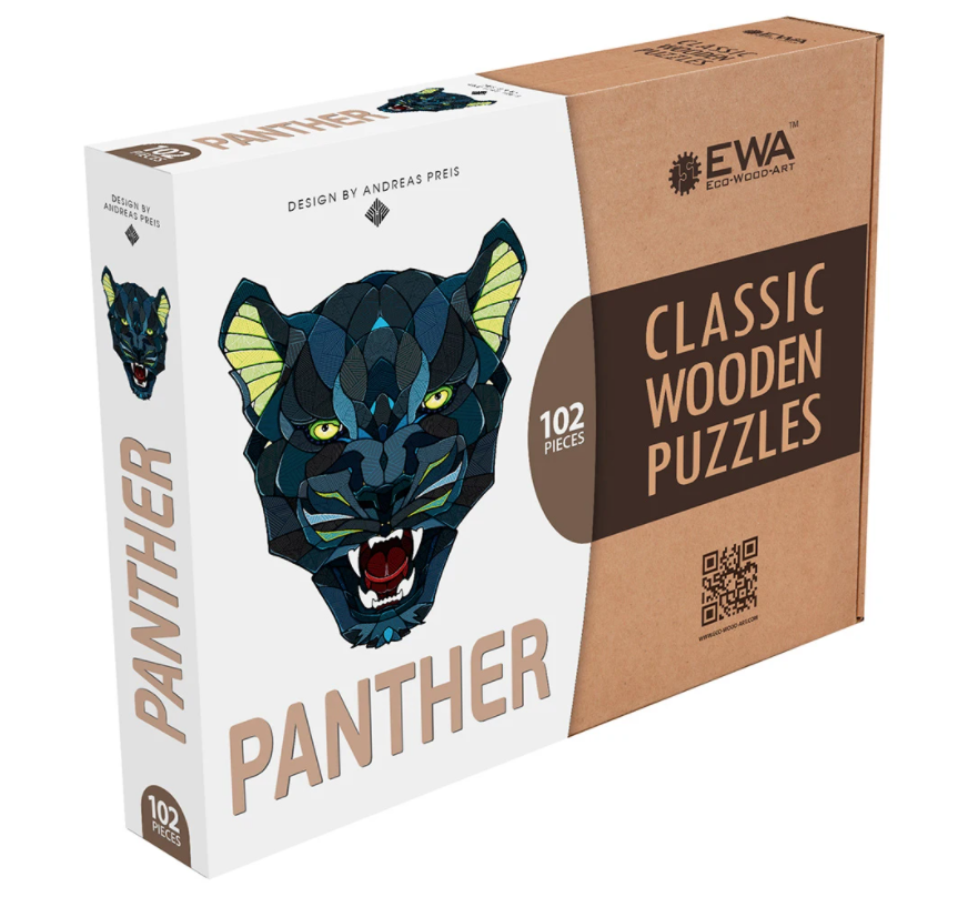 Puzzle din lemn - Panthere, 102 piese - EWA