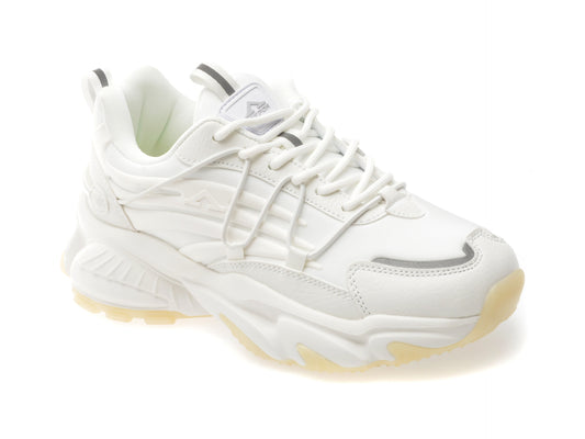 Pantofi sport TEPOR albi, TP62, din material textil