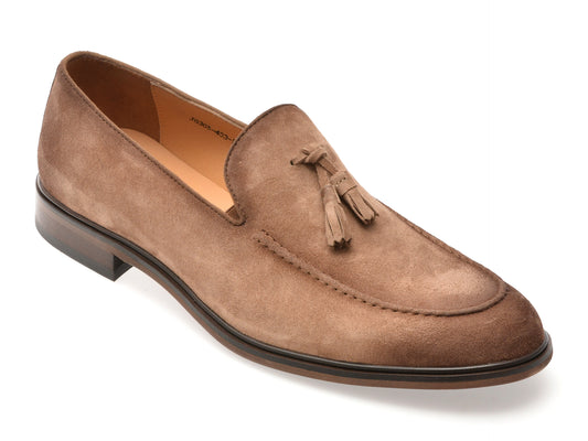 Mocasini eleganti EPICA gri, J8365, din piele intoarsa