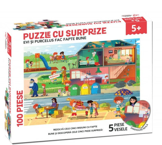 Puzzle - Evi si Purcelus fac fapte bune, 100 piese - Edu Class