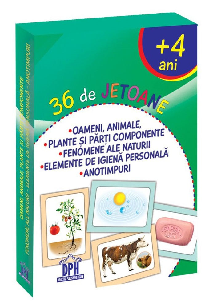 Oameni, animale, plante, fenomene ale naturii, elemente de igiena, anotimpuri - 36 de jetoane 