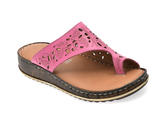 Papuci SHOOZY roz, EV28491, din piele naturala