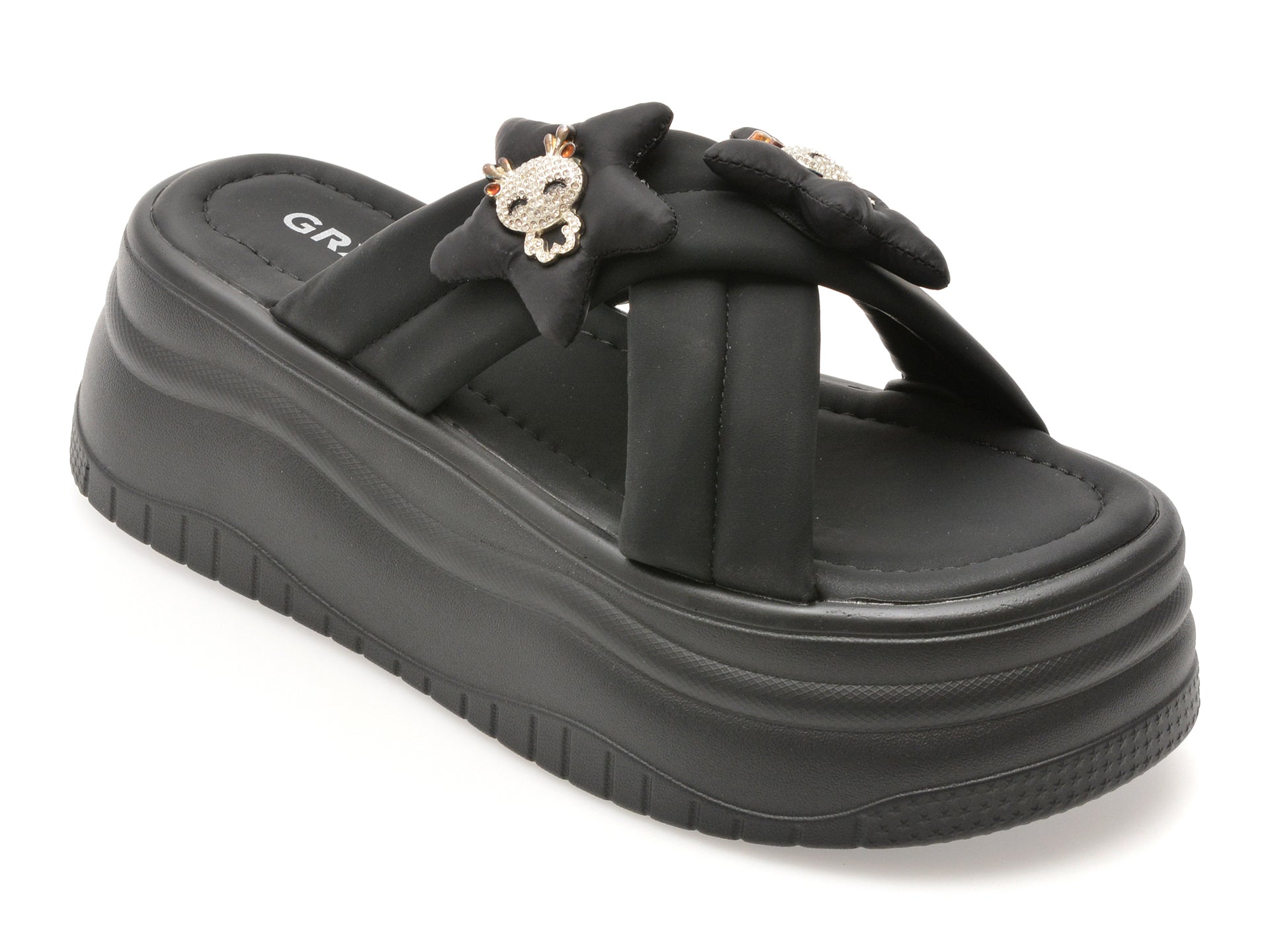 Papuci GRYXX negri, 8099, din piele ecologica