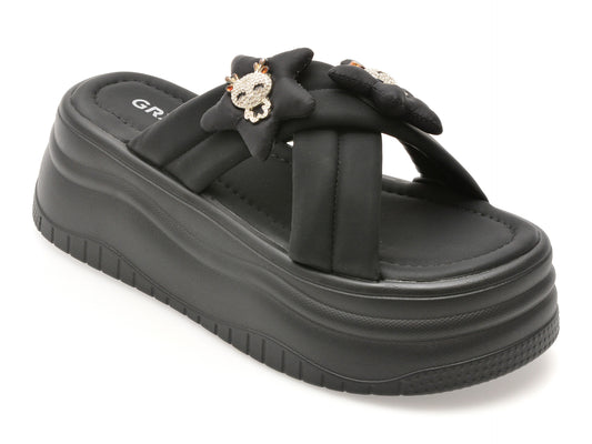 Papuci GRYXX negri, 8099, din piele ecologica