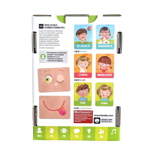 Puzzle educativ - Carti emotii si actiuni in limba romana - Headu