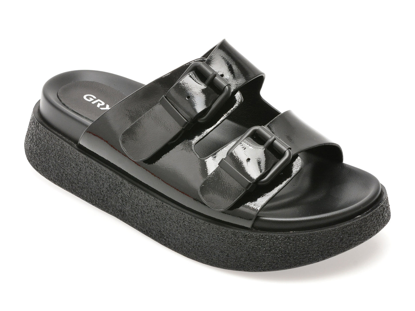 Papuci GRYXX negri, 1350D25, din piele naturala lacuita