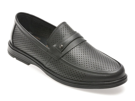 Mocasini BITE THE BULLET negri, SH8503, din piele naturala