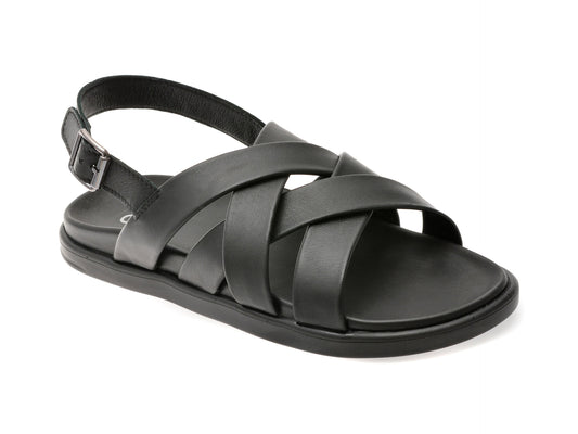 Sandale OTTER negre, 19555, din piele naturala