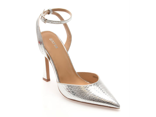 Pantofi eleganti GRYXX argintii, 82932, din piele ecologica