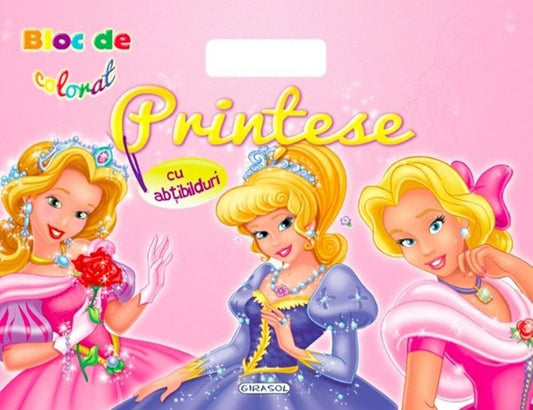 Bloc de colorat cu abtibilduri - Printese 