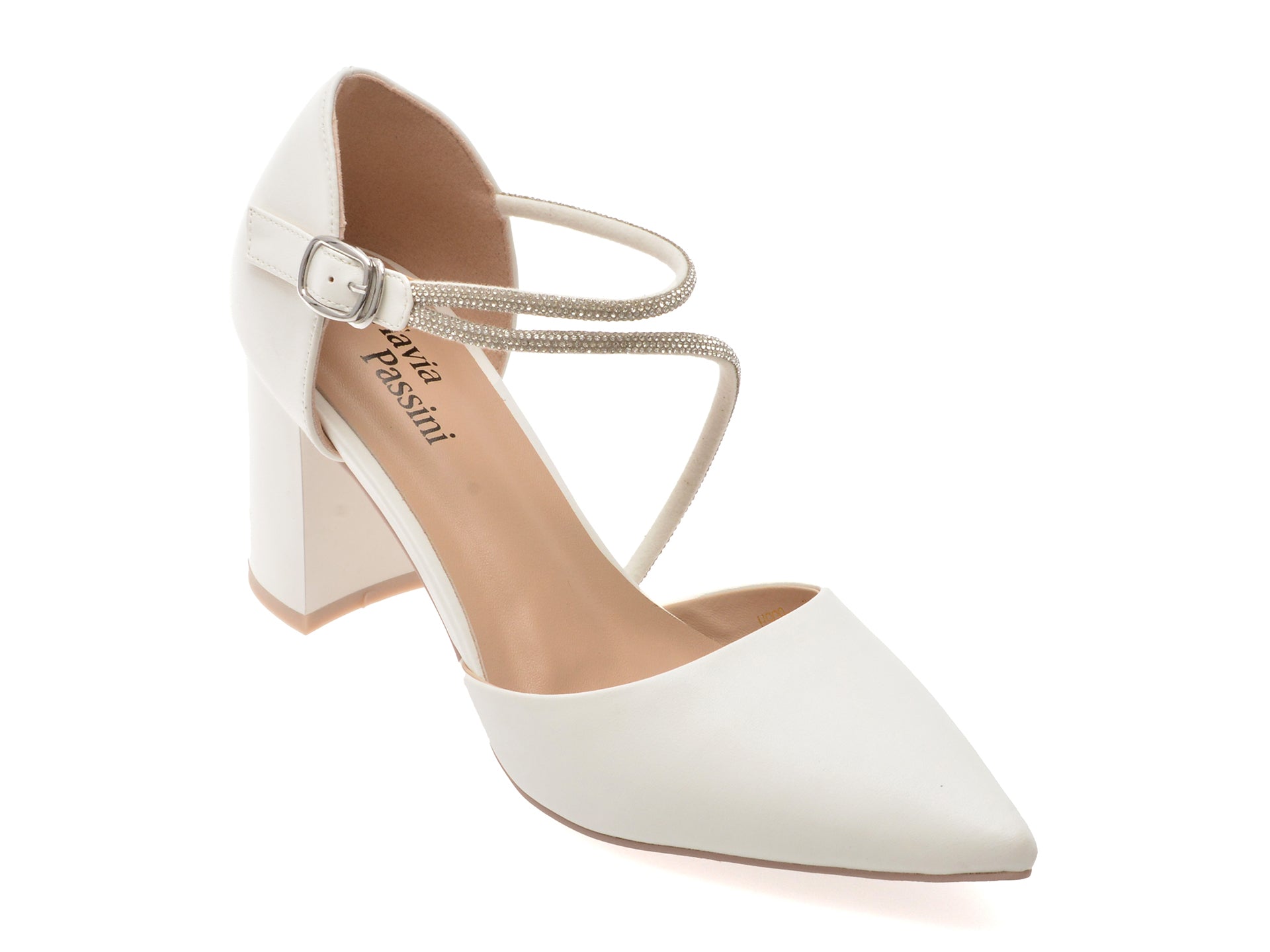 Pantofi eleganti FLAVIA PASSINI albi, V1822, din piele naturala
