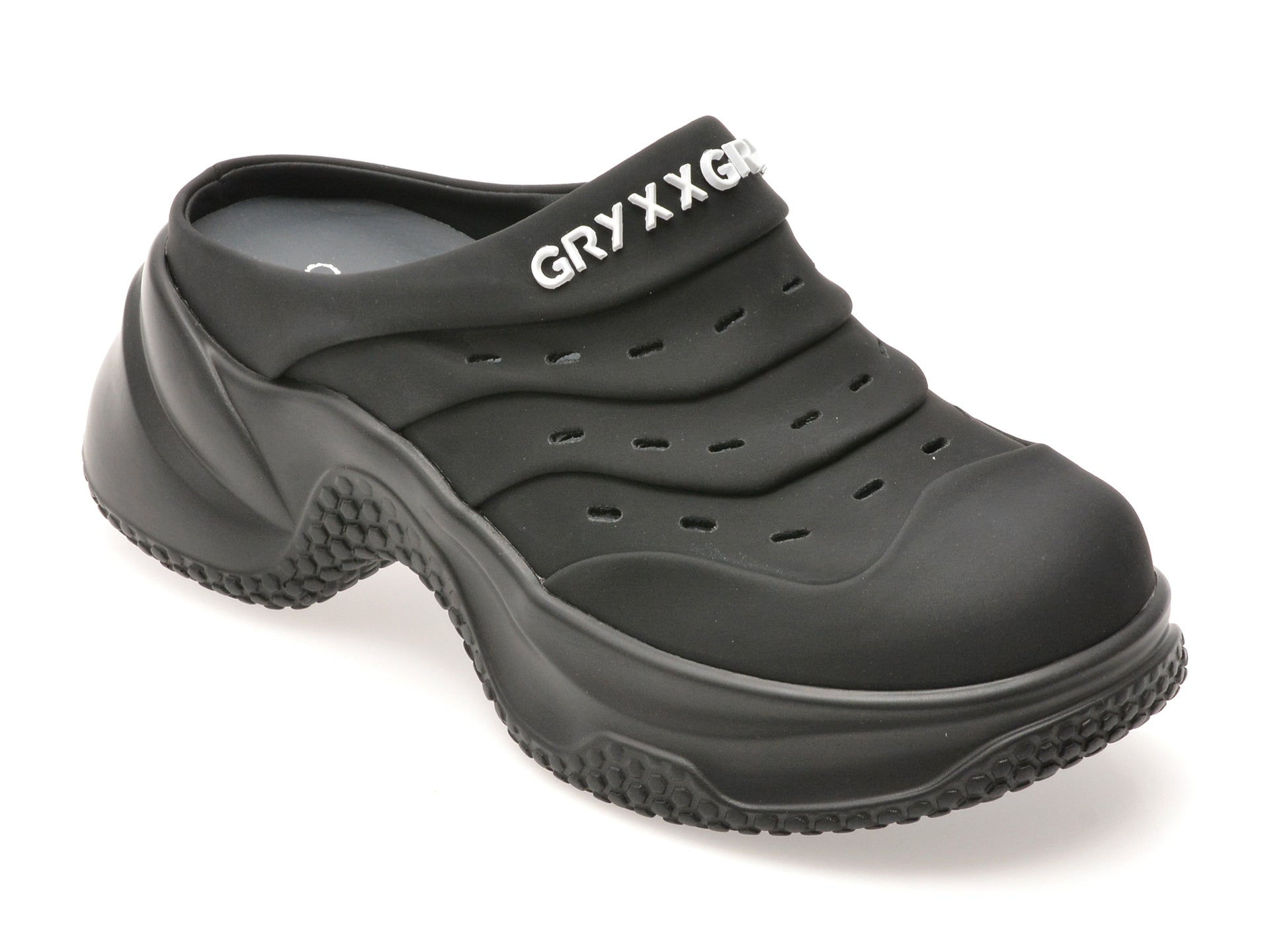 Papuci GRYXX negri, 6119, din piele naturala