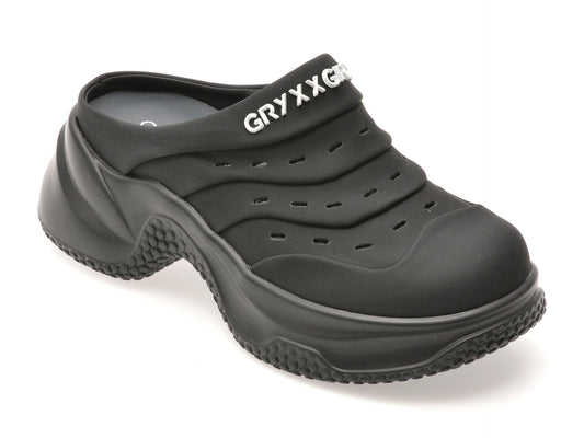 Papuci GRYXX negri, 6119, din piele naturala