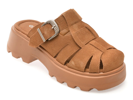 Papuci GRYXX maro, Y25L216, din piele intoarsa